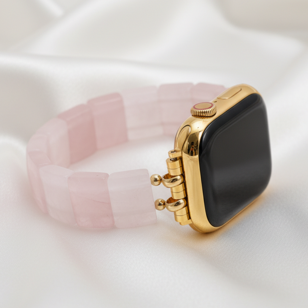 Pulseira Elástica de Quartzo Cor de Rosa para Apple Watch