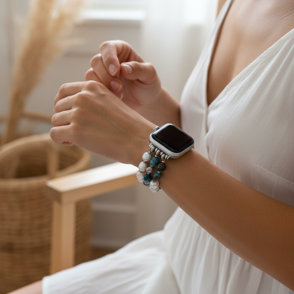 Correia Elástica Platinum Noir para Apple Watch