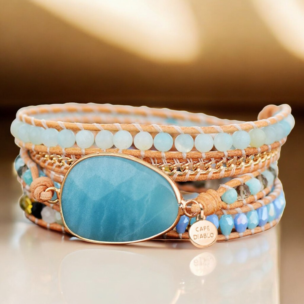 Pulseira Envolvente de Proteção em Amazonite Curativa