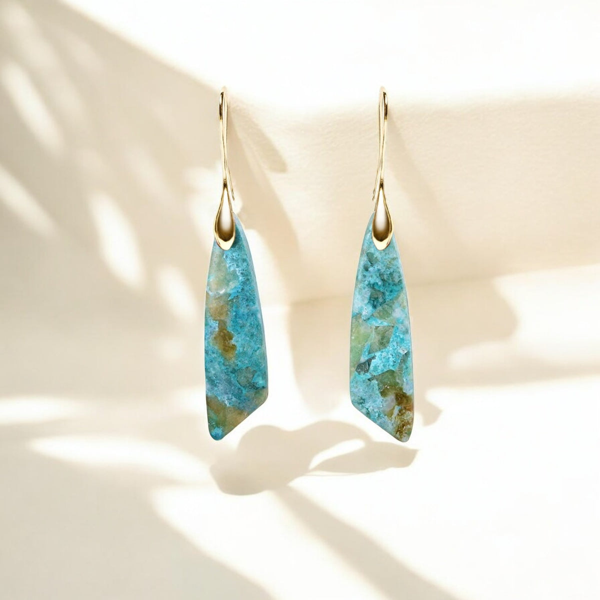 Brincos de Gancho em Amazonite Celestial