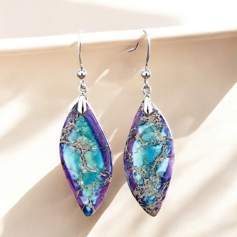 Brincos pendentes Jasper Leaf