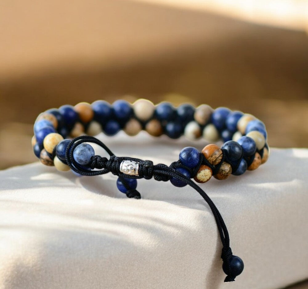 Pulseira Masculina de Jaspe Sodalite