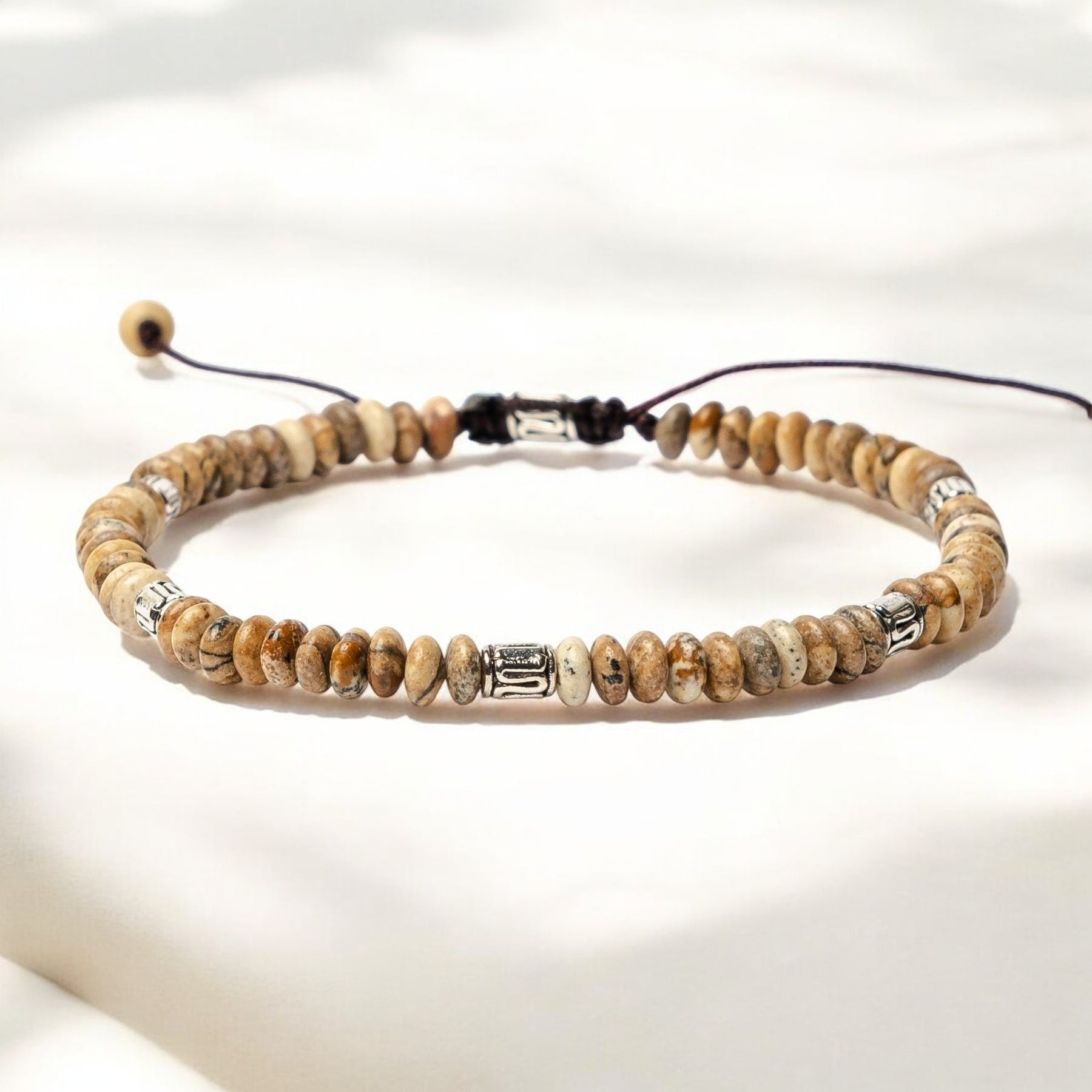 Pulseira masculina de Jaspe Tibetano