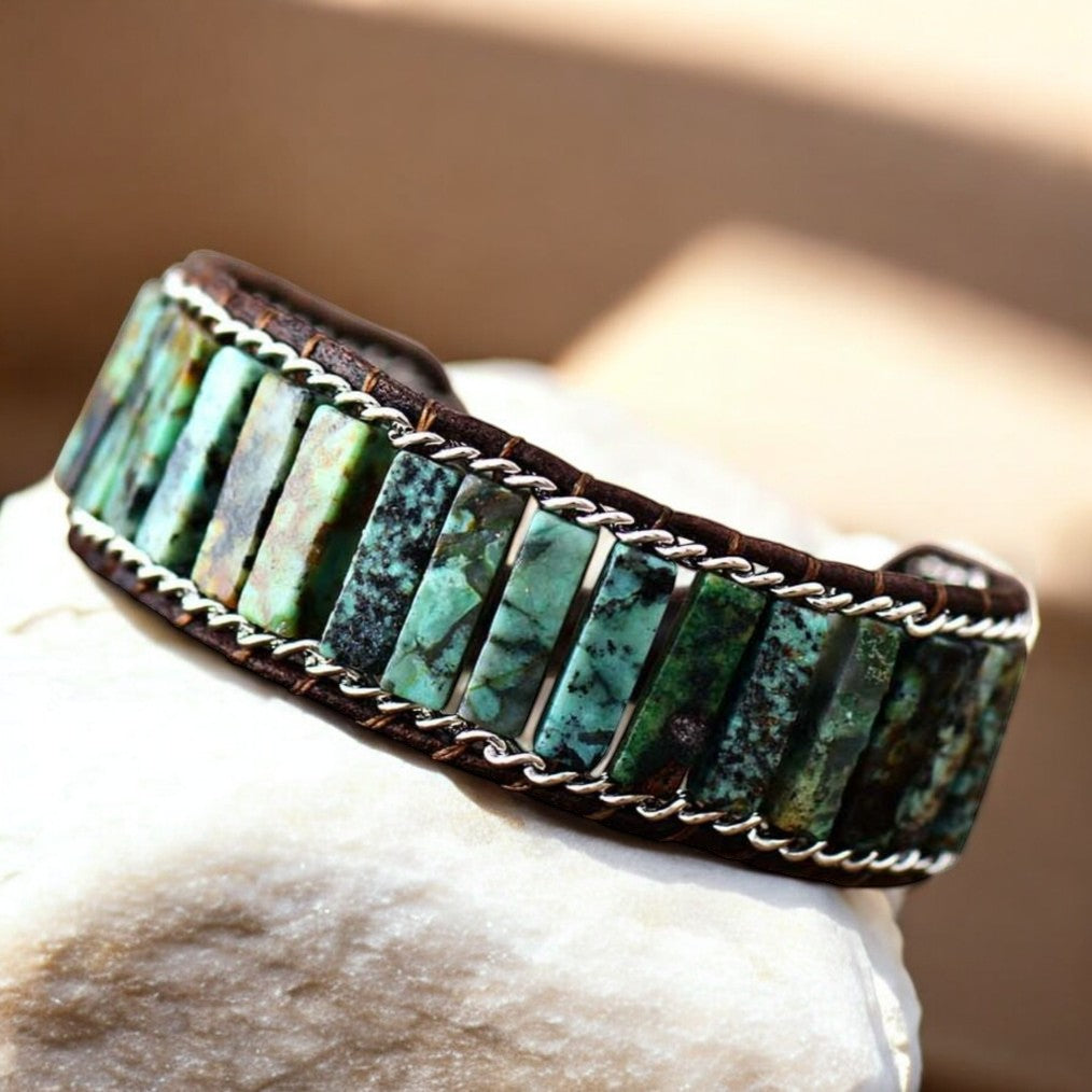 Pulseira de Punho Turquesa Oceânica