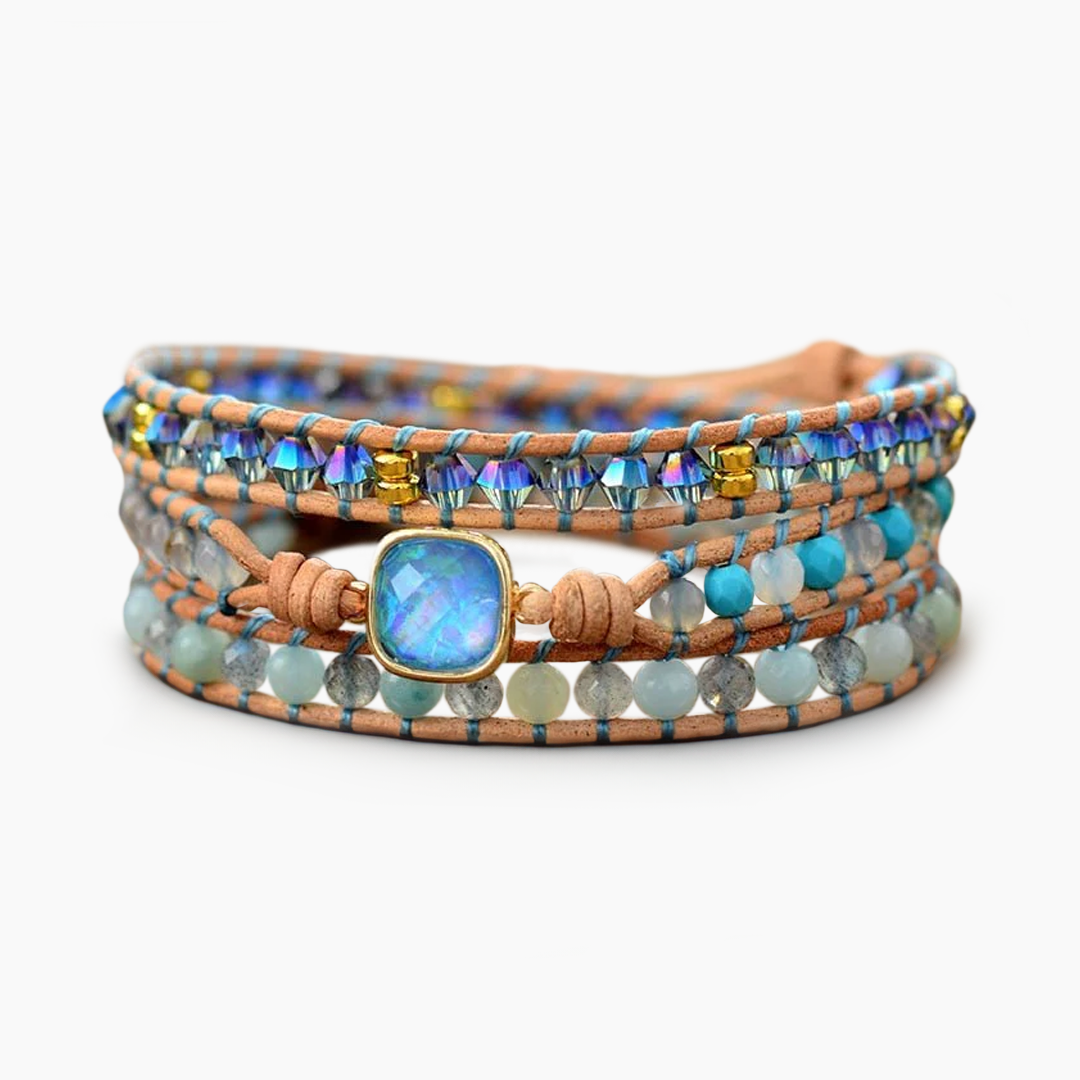 Pulseira Envolvente Quadrada de Opala para Cura