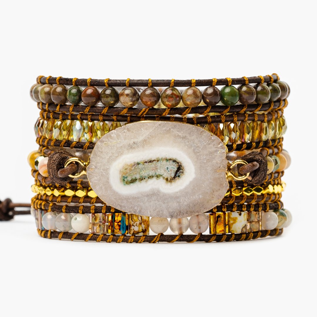 Moonlight Goddess Agate Wrap Bracelet - Cape Diablo