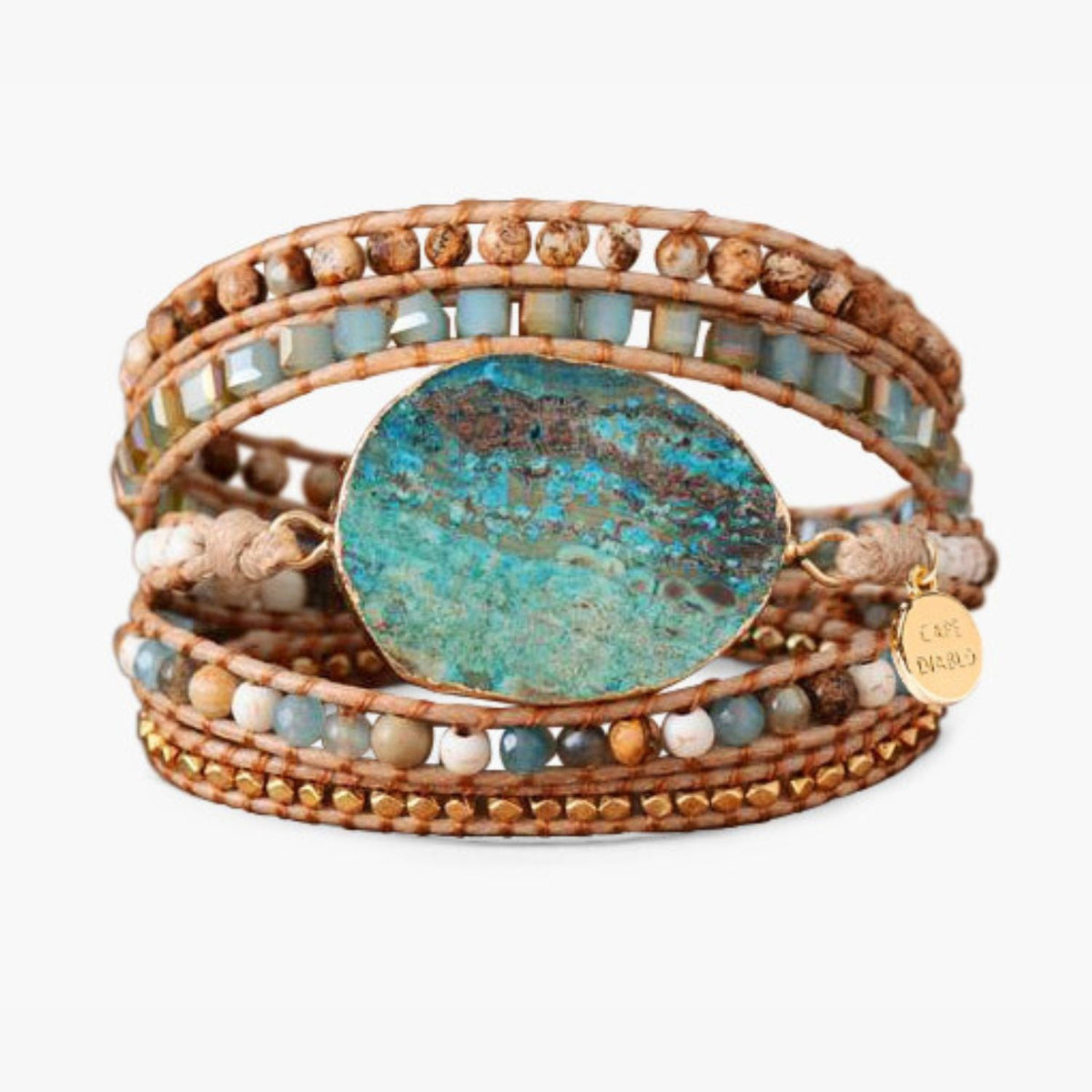 Non-Leather Blue Earth Jasper Bracelet - Cape Diablo