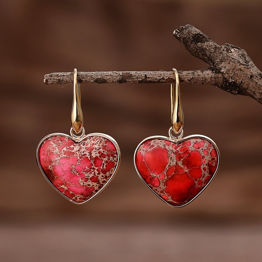 Red Heart Jasper Drop Earrings - Cape Diablo