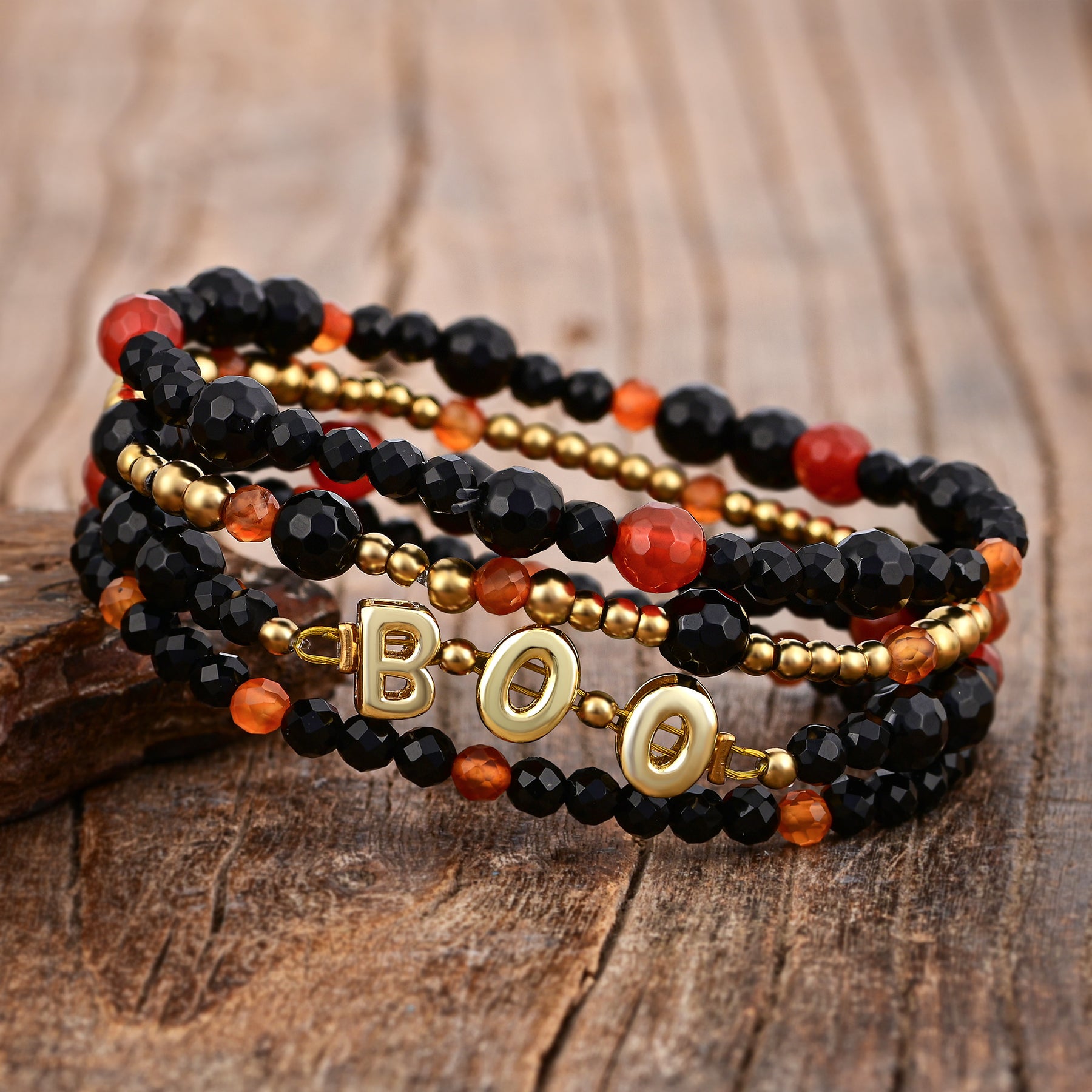 Conjunto de pulseiras de abóbora de Halloween