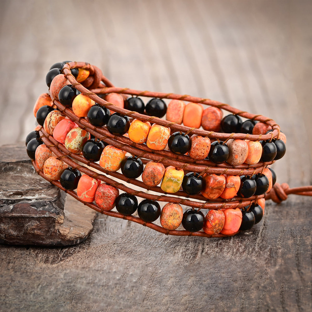 Pulseira Envolvente de Ágata Assustadora