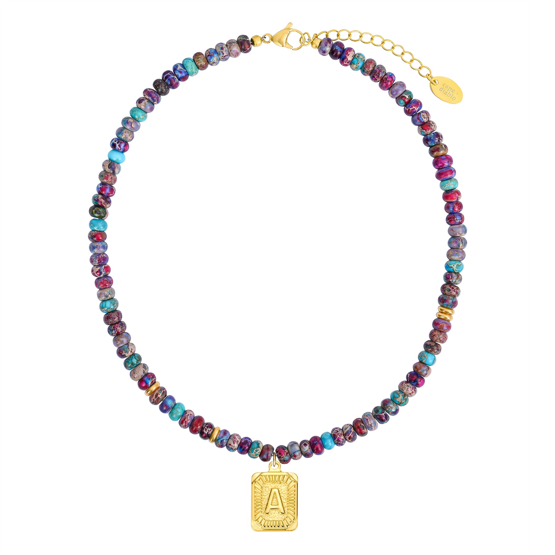 Colar com Letra de Jaspe Imperial Azul