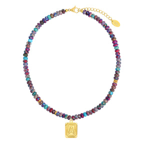 Colar com Letra de Jaspe Imperial Azul