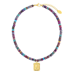 Colar com Letra de Jaspe Imperial Azul