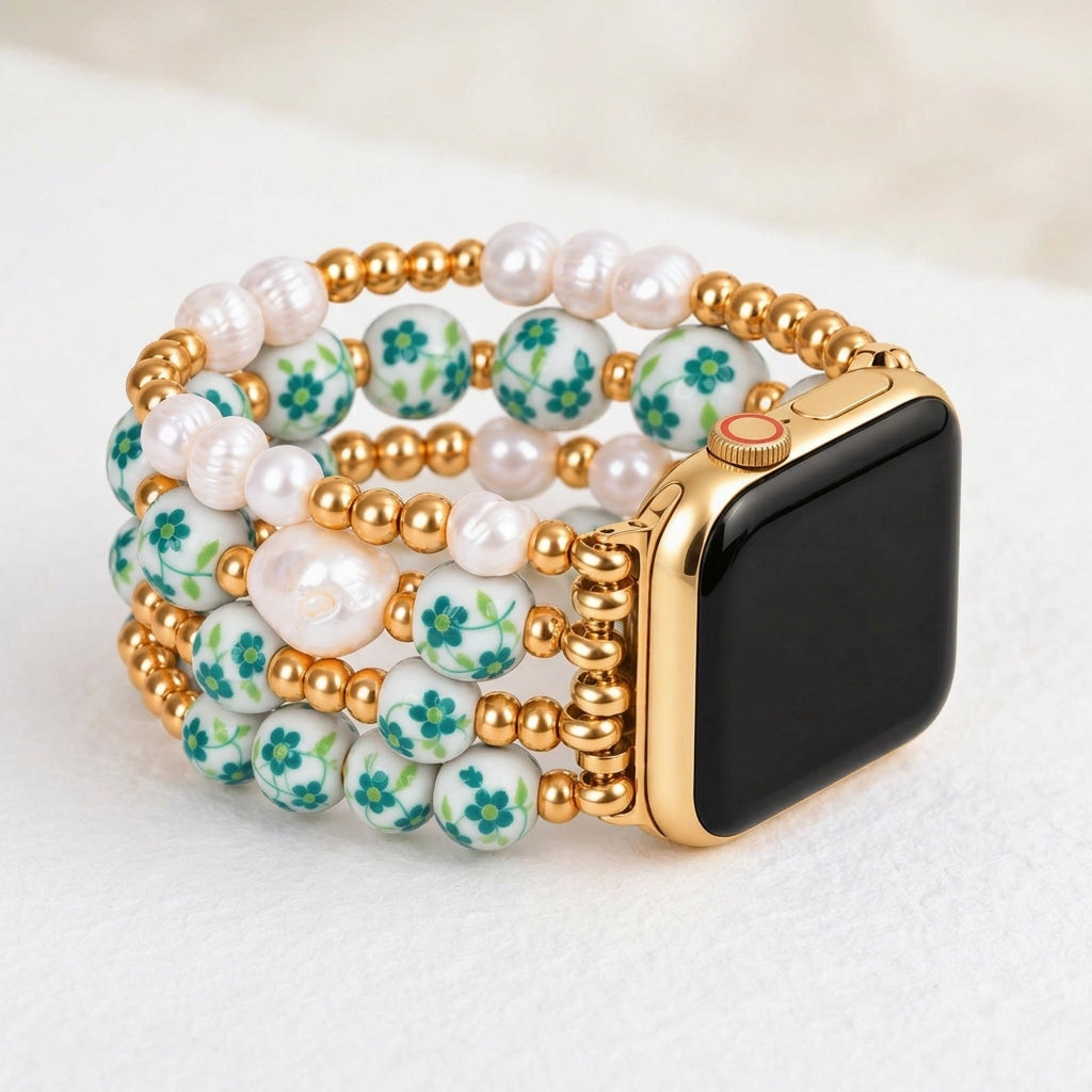 Bracelete Apple Watch Porcelain Garden Emerald Grove