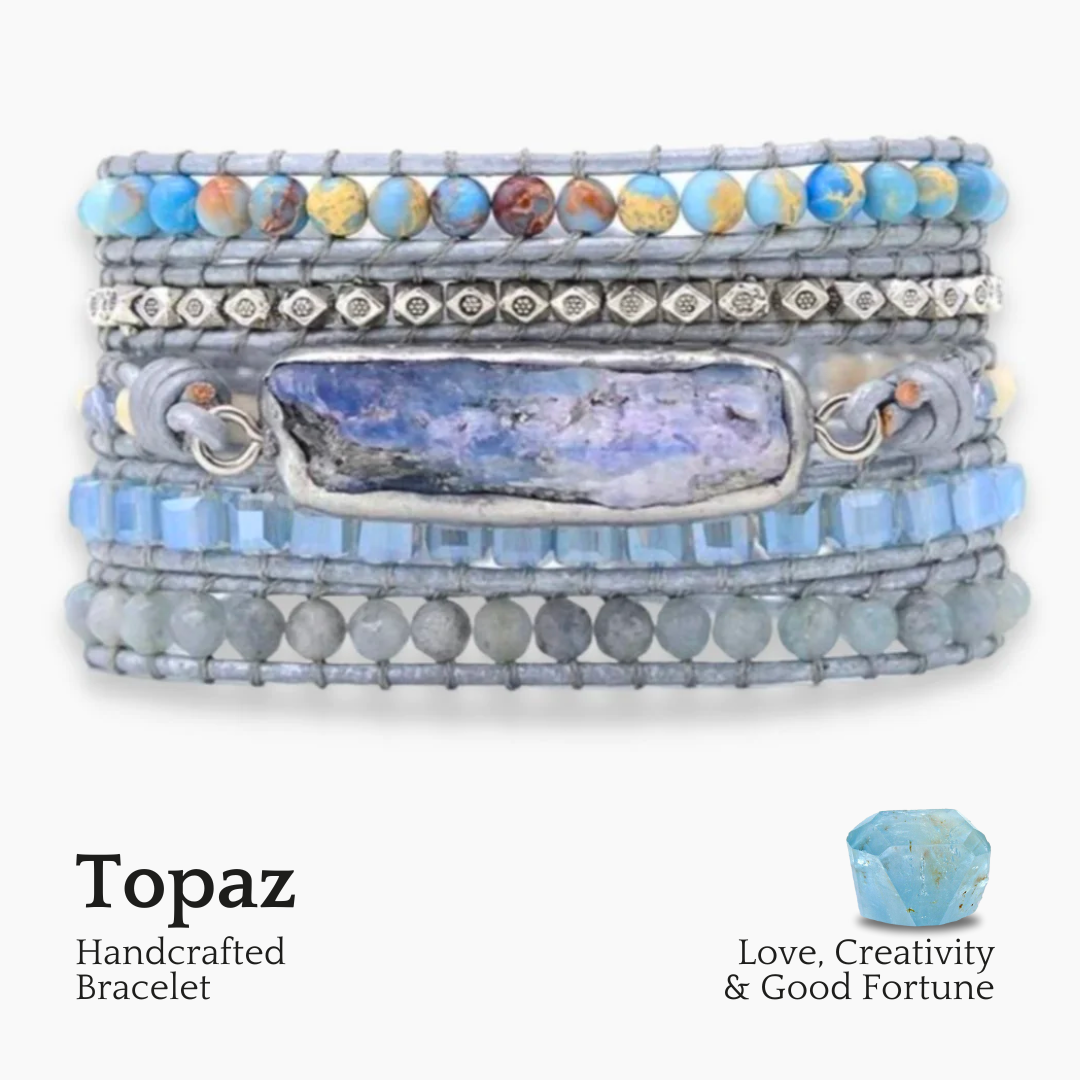 Pulseira Envolvente de Prata Healing Topaz Queen