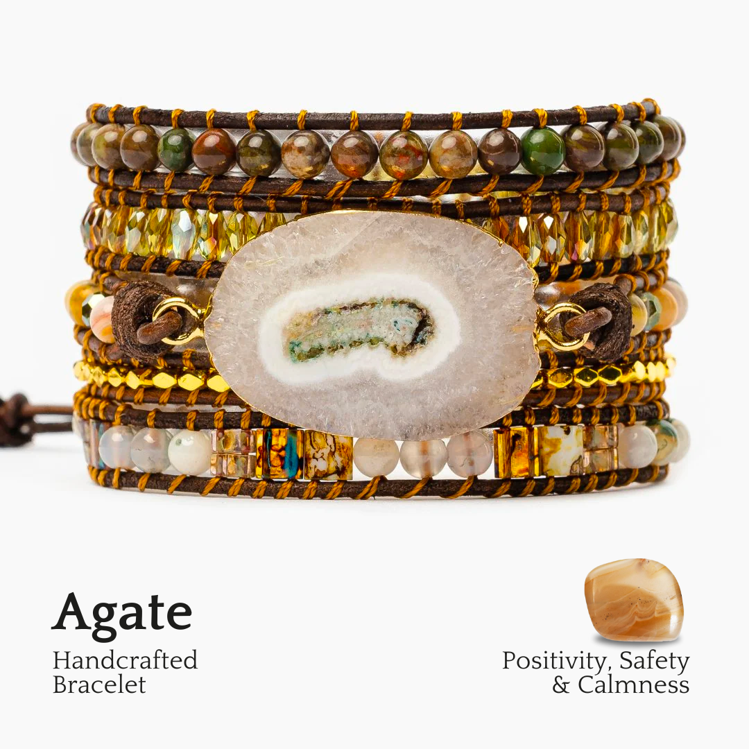 Pulseira Envolvente de Ágata Deusa do Luar