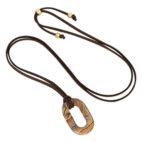 Colar Serenidade Pedra de Imagem em Camurça