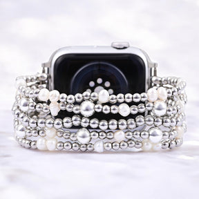 Pulseira elástica dourada e perolada Apple Watch