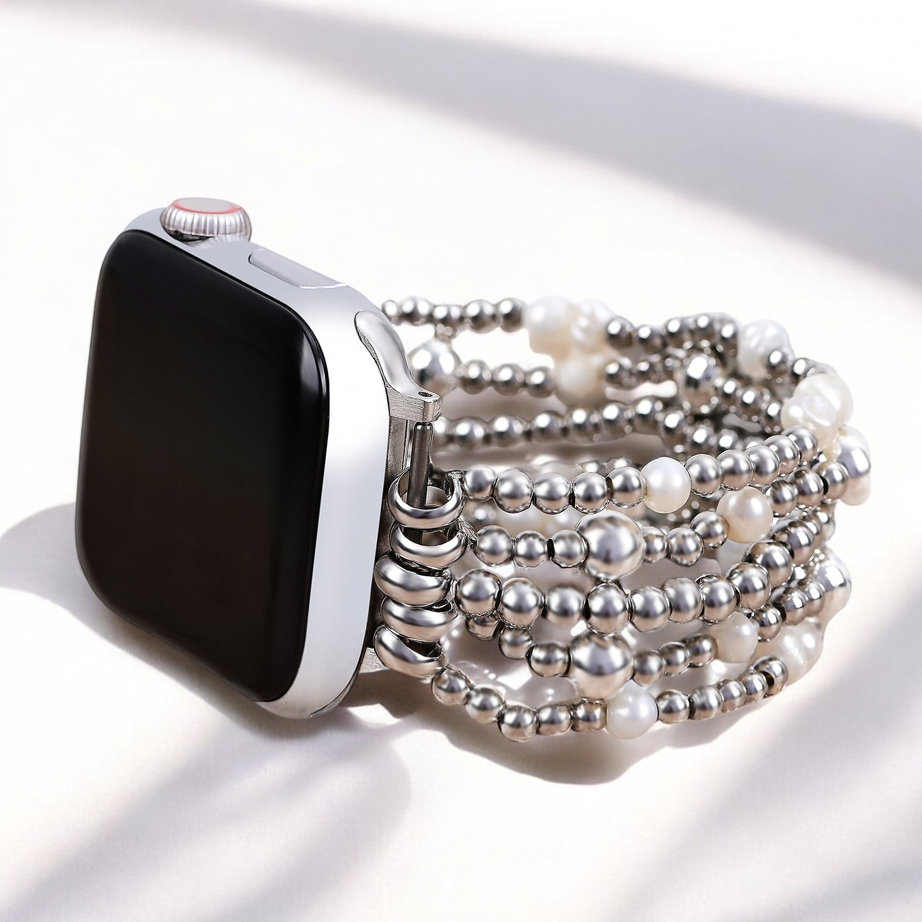 Pulseira elástica dourada e perolada Apple Watch