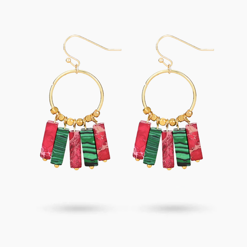 Brincos Pendentes em Tons de Poinsettia Alegre