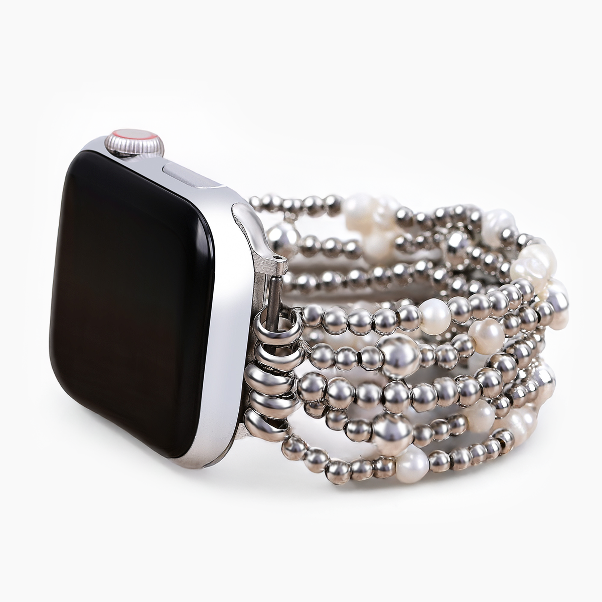 Pulseira elástica dourada e perolada Apple Watch