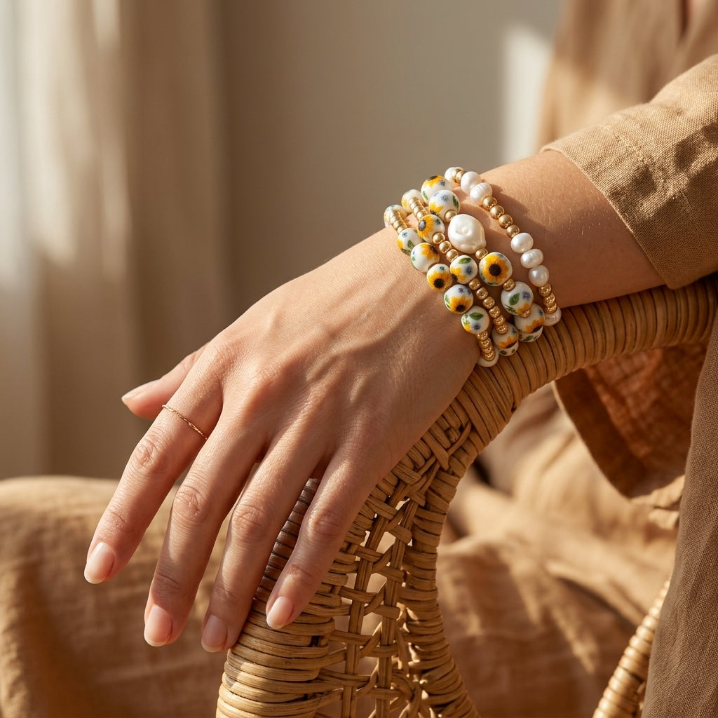 Conjunto de pulseiras Porcelain Garden Sunlit Bloom