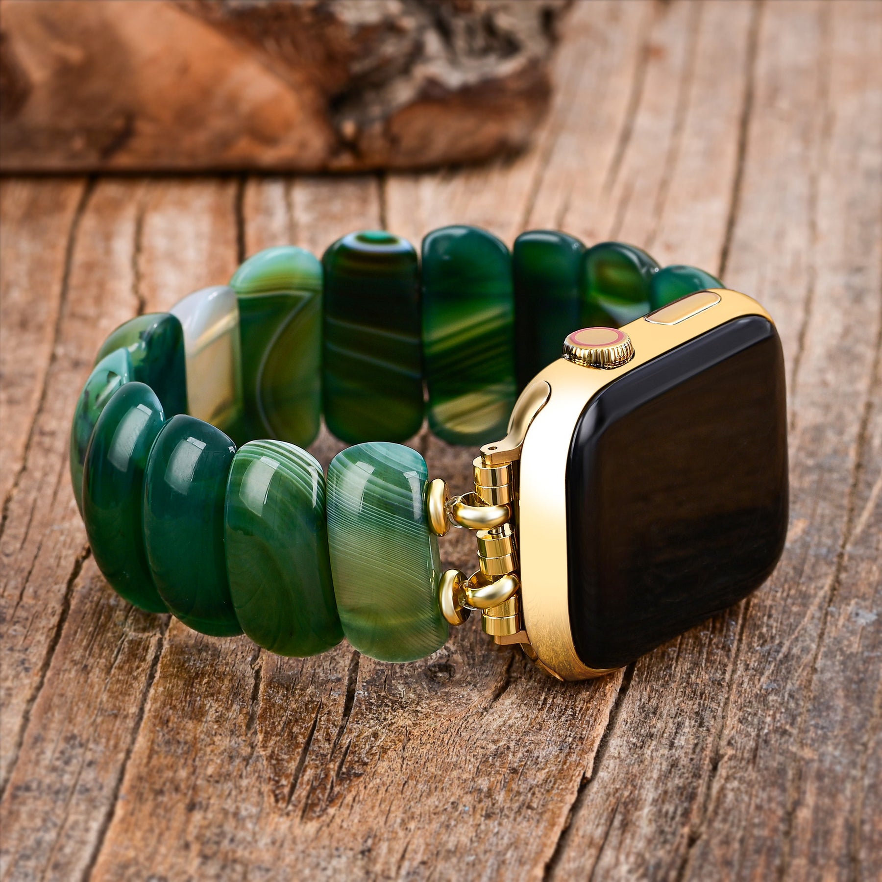 Pulseira de Apple Watch de Agata Verde Esmeralda