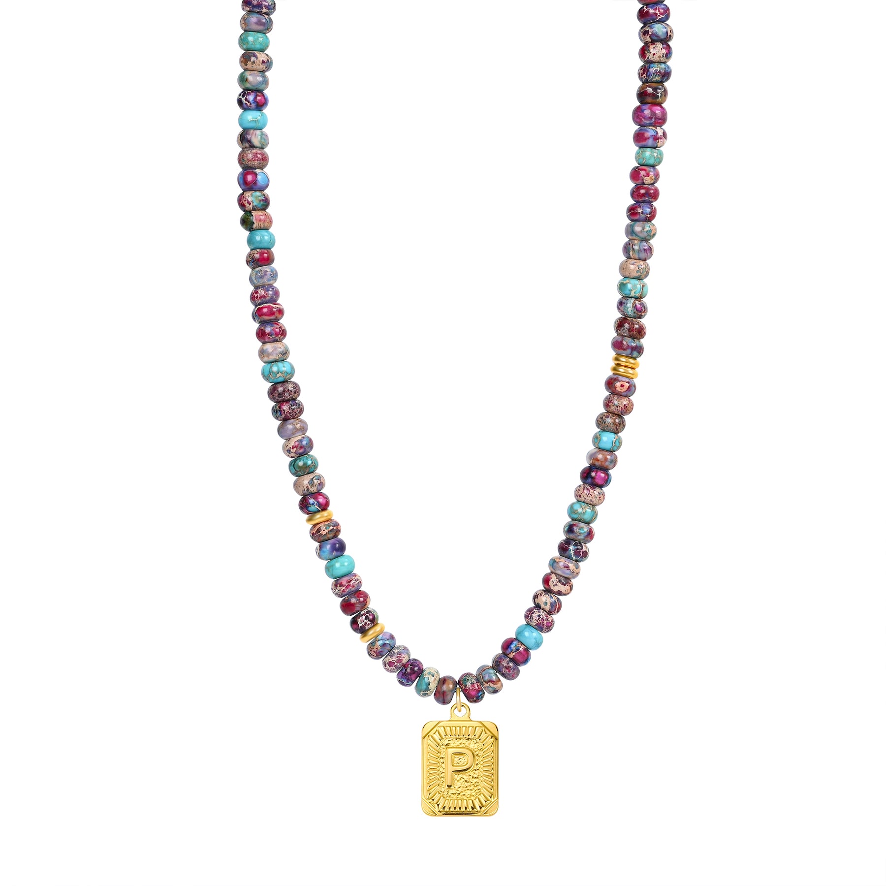 Colar com Letra de Jaspe Imperial Azul