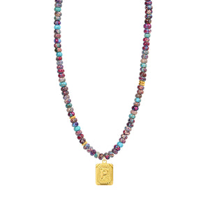 Colar com Letra de Jaspe Imperial Azul