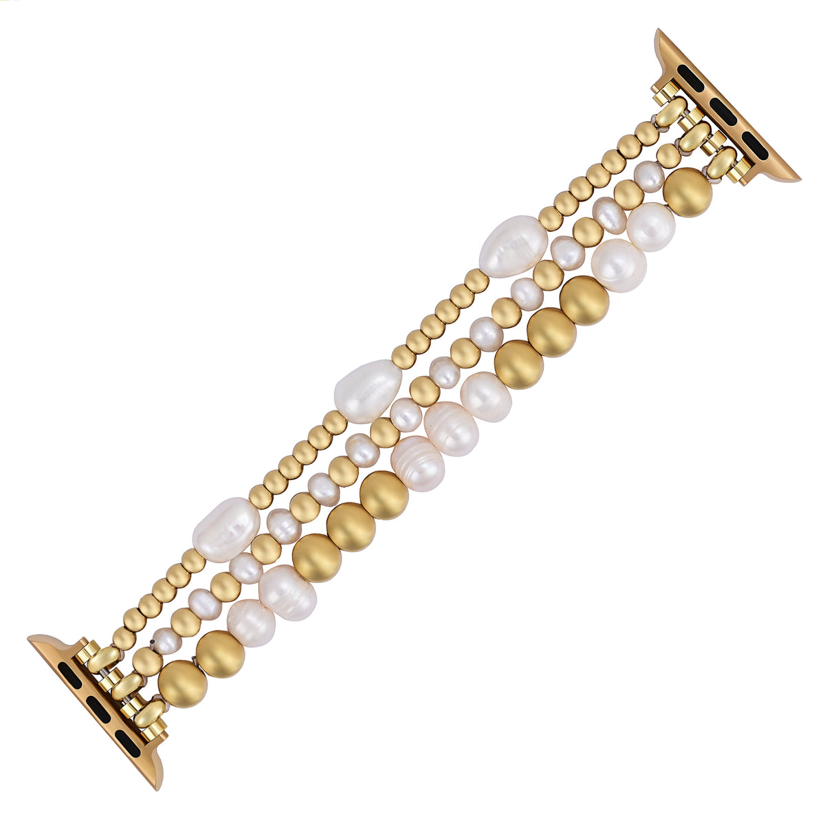 Pulseira Elástica para Apple Watch com Pérola de Água Doce Dourada