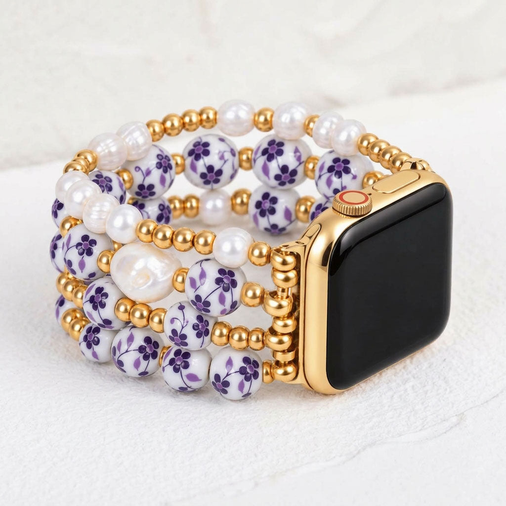 Bracelete Apple Watch Porcelain Garden Violet Bloom
