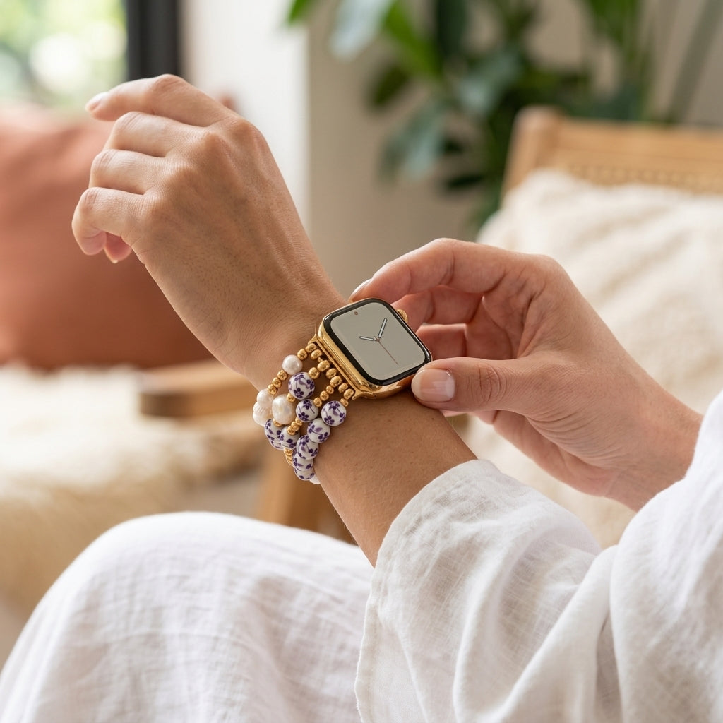 Bracelete Apple Watch Porcelain Garden Violet Bloom