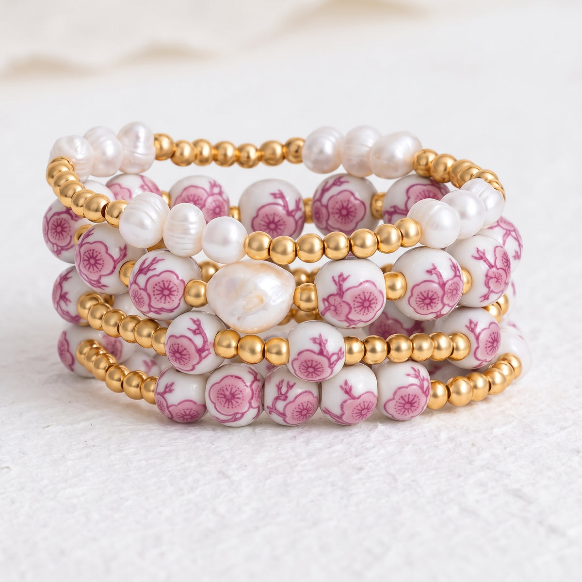 Conjunto de pulseiras Porcelain Garden Cherry Blossom