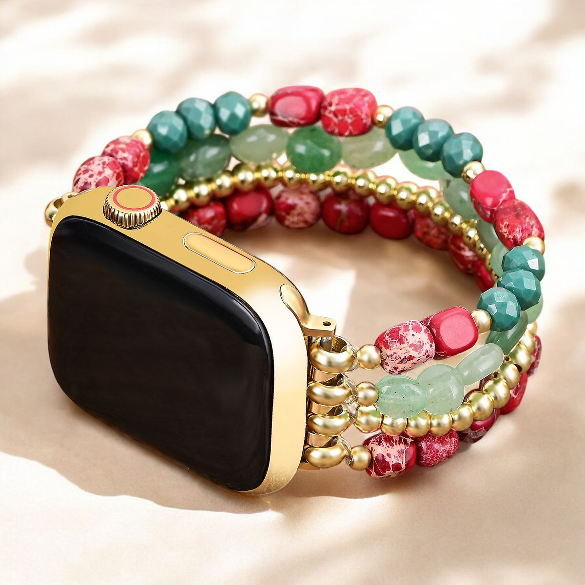 Pulseira Evergreen Gold Elegance de Natal para Apple Watch