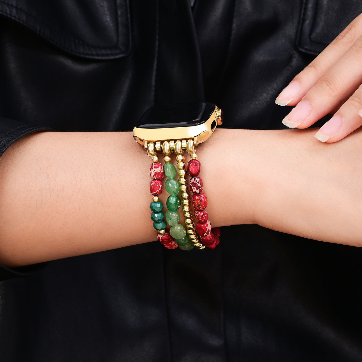 Pulseira Evergreen Gold Elegance de Natal para Apple Watch