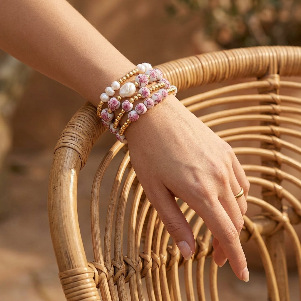 Conjunto de pulseiras Porcelain Garden Cherry Blossom