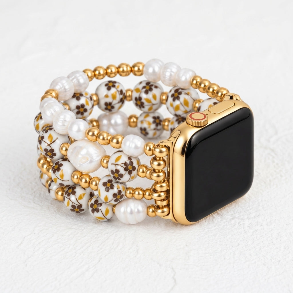 Bracelete Apple Watch Porcelain Garden Golden Meadow