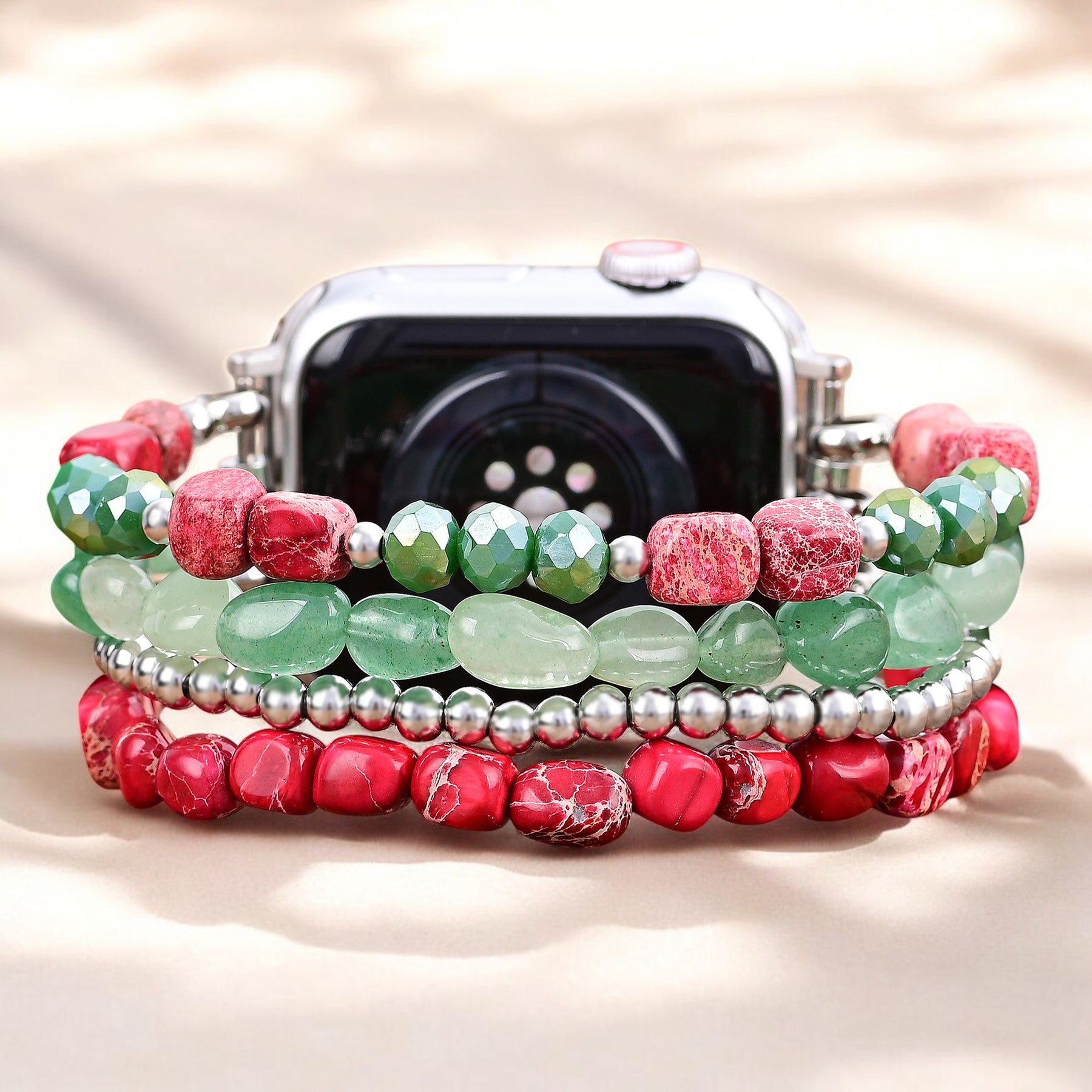 Pulseira de Natal Evergreen Silver Elegance para Apple Watch