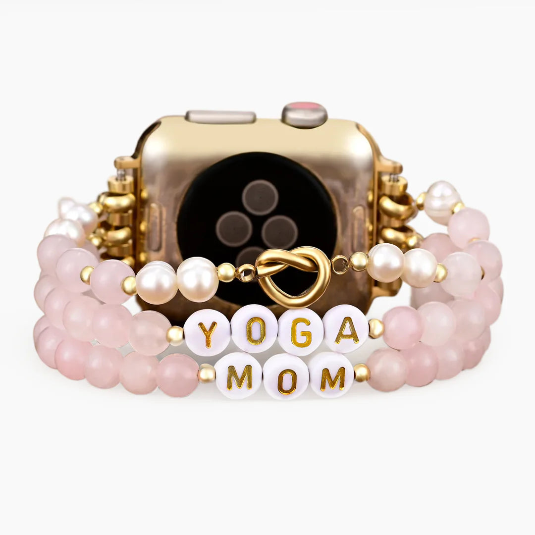 Pulseira Elástica Personalizada em Quartzo Rosa para Apple Watch