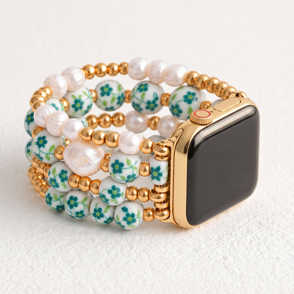 Bracelete Apple Watch Porcelain Garden Emerald Grove