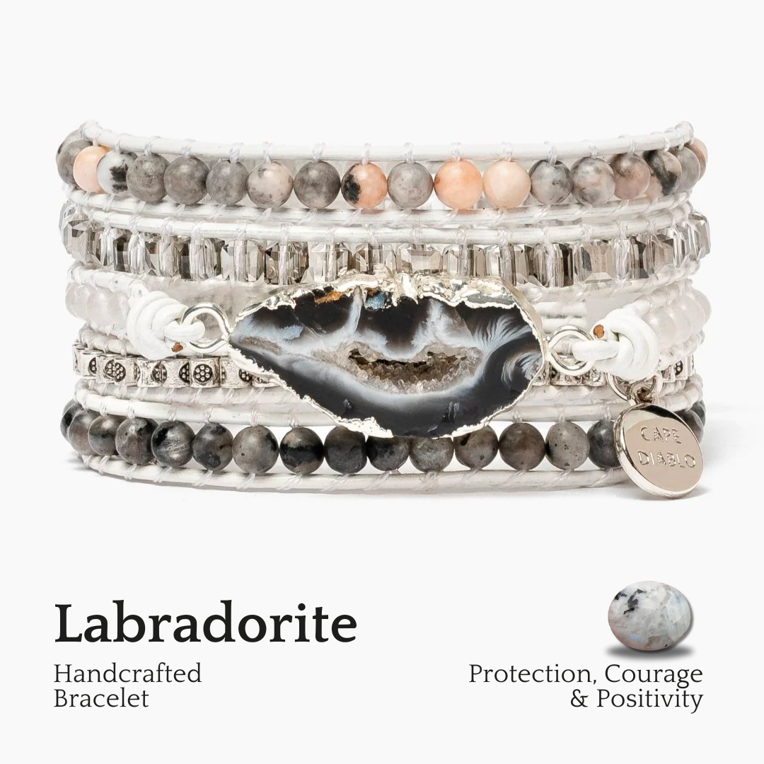 Pulseira de Enrolar em Labradorite Branco