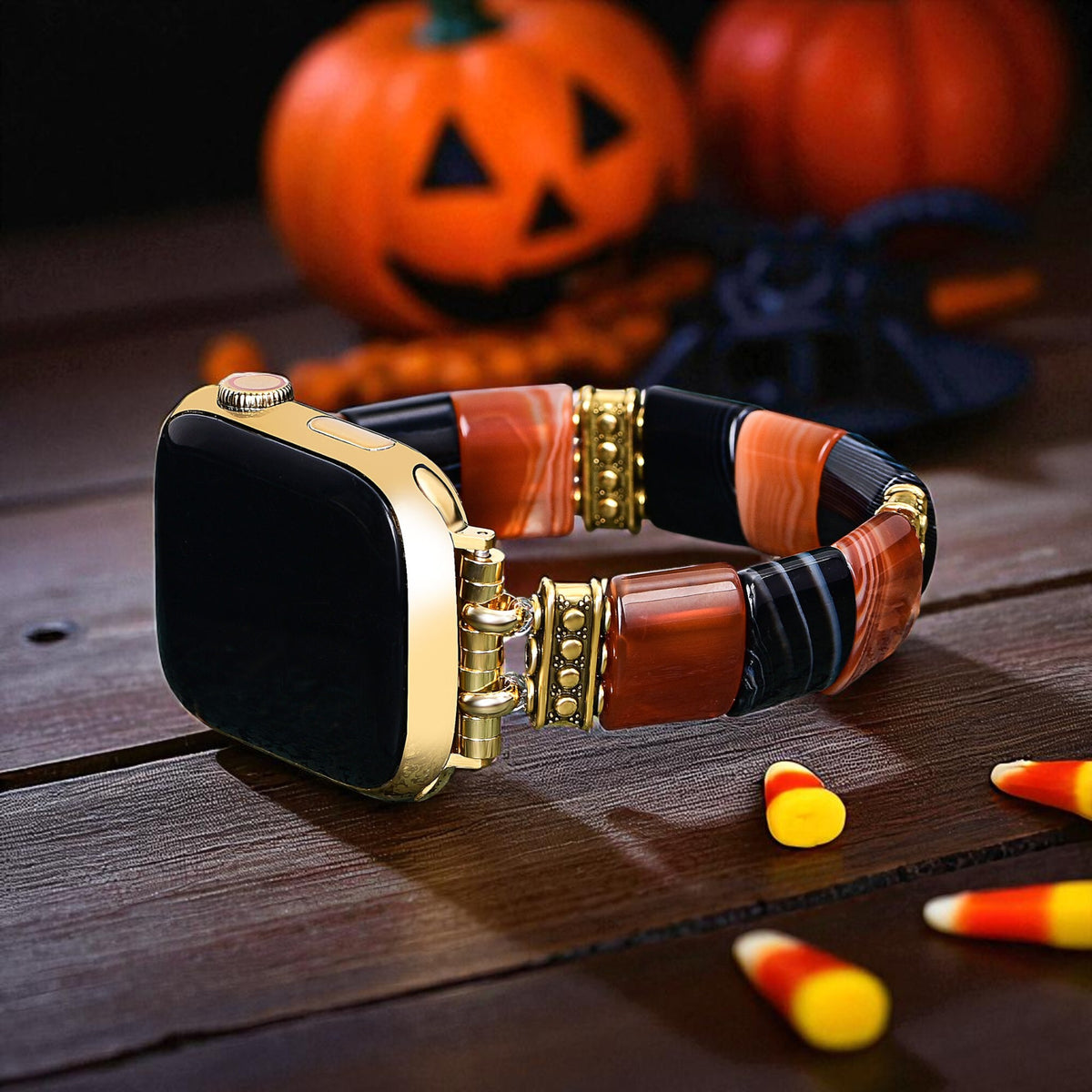 Pulseira Haunted Stripes Halloween para Apple Watch