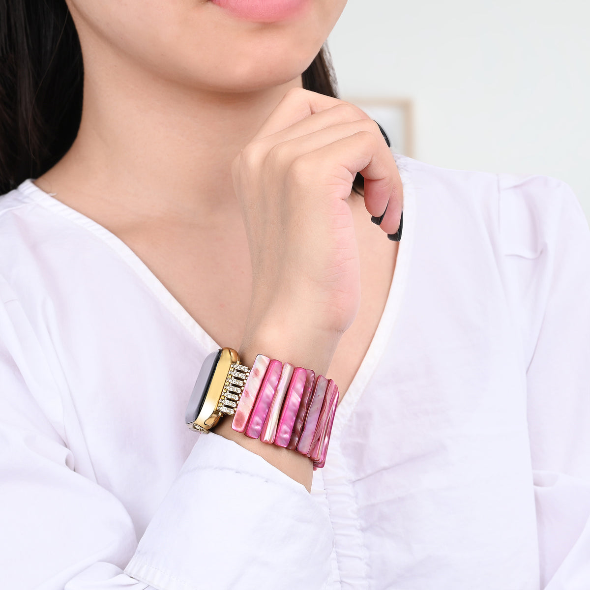 Pulseira Imperial Orchid Shell Stretch Apple Watch