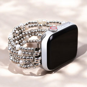 Pulseira elástica dourada e perolada Apple Watch