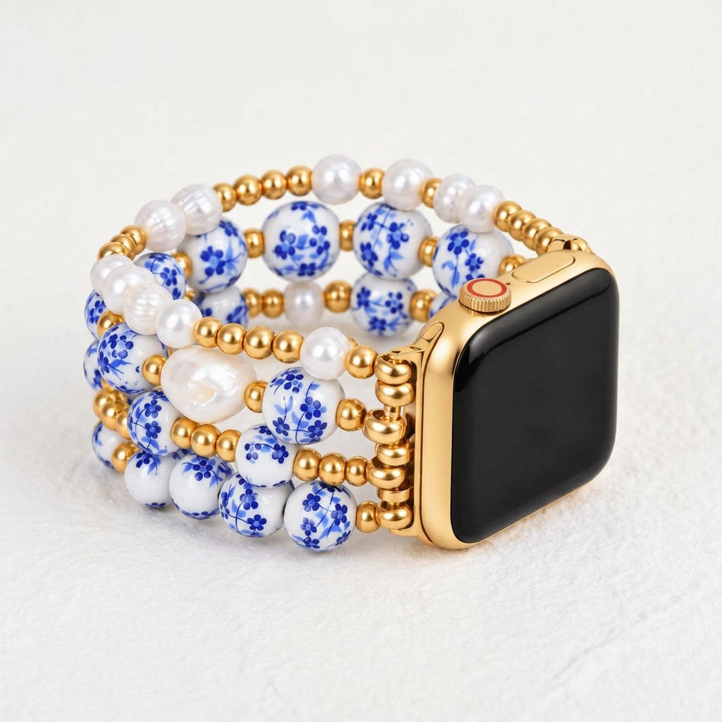 Bracelete Apple Watch Porcelain Garden Sapphire Bloom