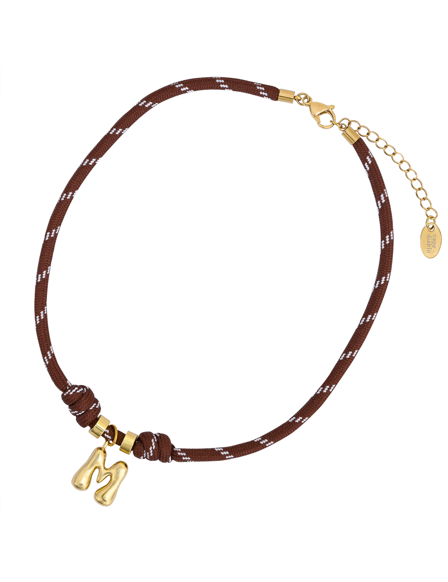 Colar de Corda com Letra Bolha Dourada