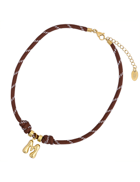 Colar de Corda com Letra Bolha Dourada