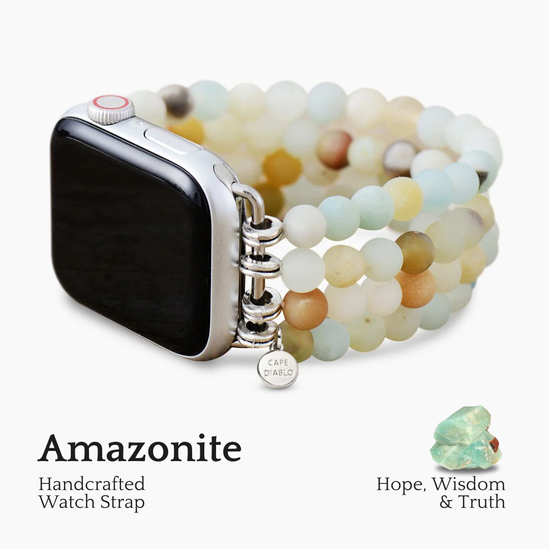 Pulseira elástica de jaspe amazonite para Apple Watch