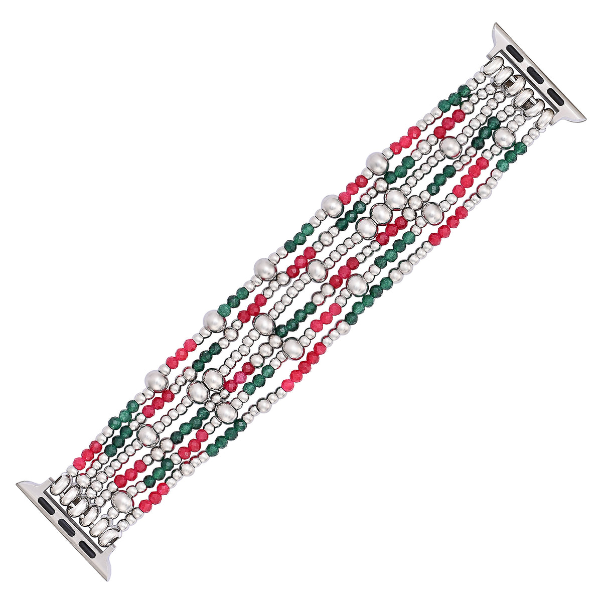 Pulseira Elástica Festiva Prateada Elegante para Apple Watch