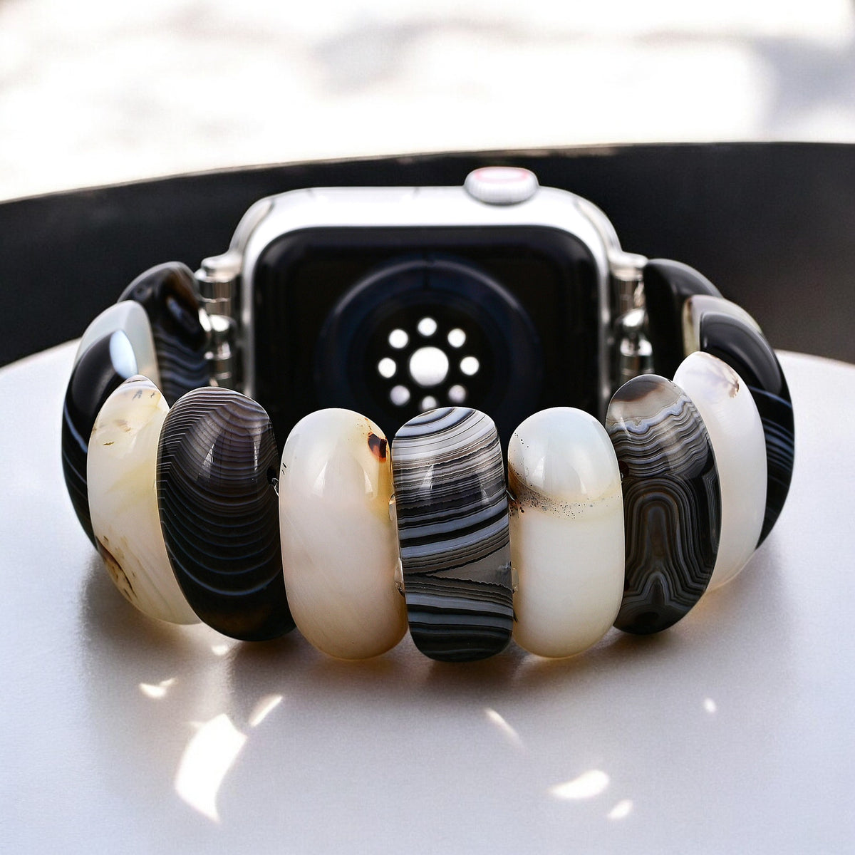 Pulseira elástica de ágata Obsidian Frost para Apple Watch
